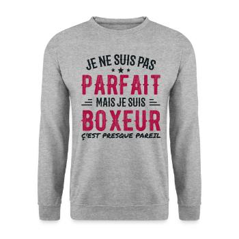 Not perfect but boxer - Unisex Sweatshirt - salt & pepper - Front - Alina (178cm) & Michal (187cm)