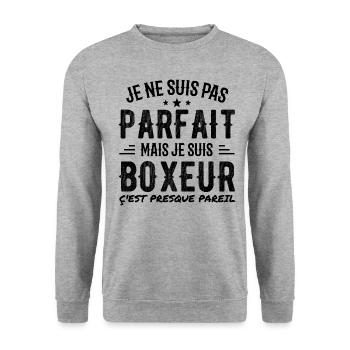 Not perfect but boxer - Unisex Sweatshirt - salt & pepper - Front - Alina (178cm) & Michal (187cm)