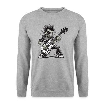 Horror Punk Zombie Guitarist - Unisex Sweatshirt - salt & pepper - Front - Alina (178cm) & Michal (187cm)