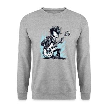 Horror Punk Zombie Guitarist - Unisex Sweatshirt - salt & pepper - Front - Alina (178cm) & Michal (187cm)