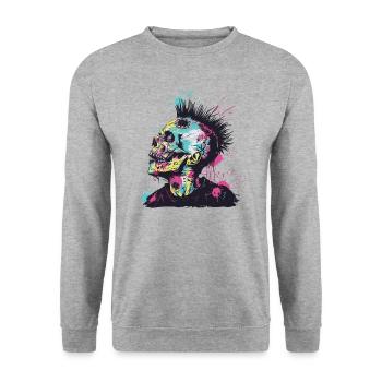 Horror Punk Zombie Mohawk - Unisex Sweatshirt - salt & pepper - Front - Alina (178cm) & Michal (187cm)