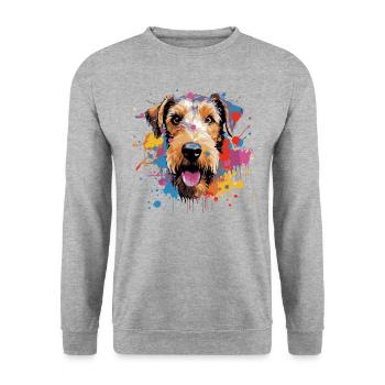 Drahthaar Foxterrier - Unisex Pullover - Weißgrau meliert - Vorne - Alina (178cm) & Michal (187cm)