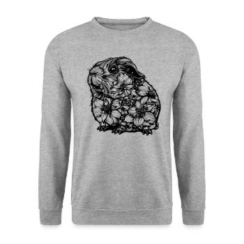 Fleurs Cochon d’Inde - Sweat-shirt Unisexe - gris chiné - Devant - Alina (178cm) & Michal (187cm)