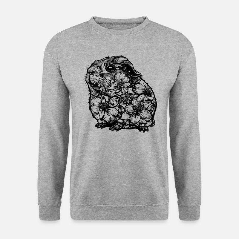 Blumen Meerschweinchen - Unisex Pullover - Weißgrau meliert