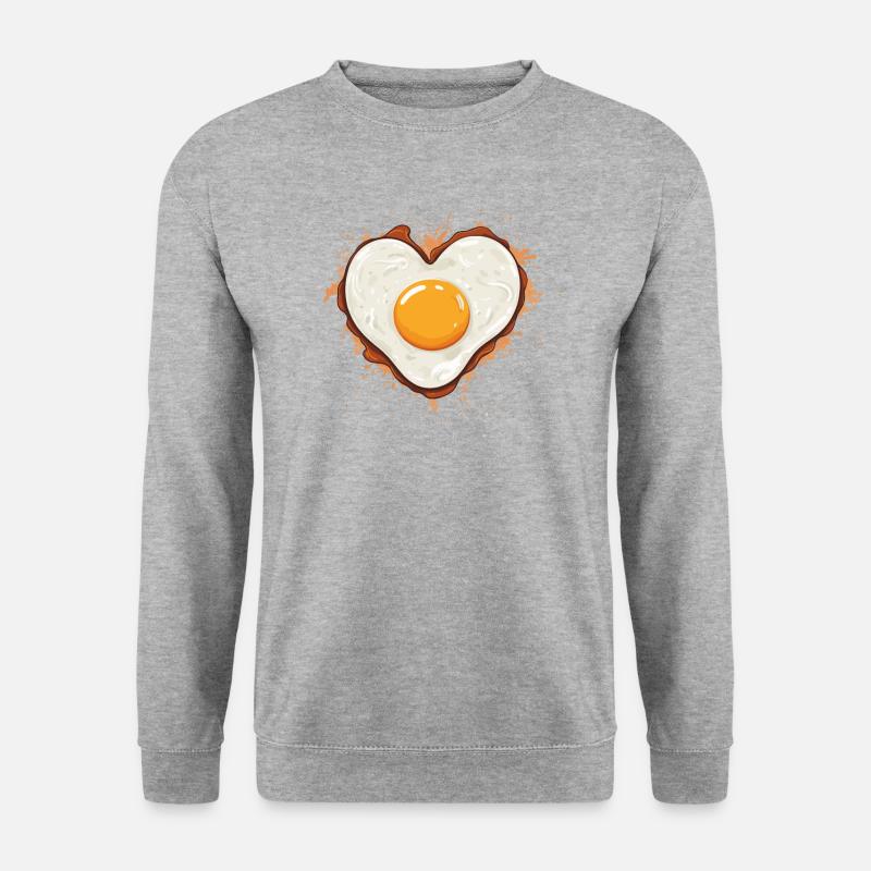 Spiegelei mit Herz - Unisex Pullover - Weißgrau meliert