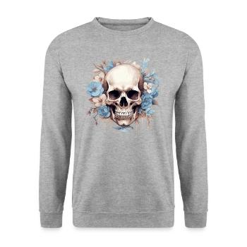 Crâne de fleur - Sweat-shirt Unisexe - gris chiné - Devant - Alina (178cm) & Michal (187cm)