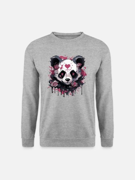 Pandabär - Unisex Pullover - Weißgrau meliert