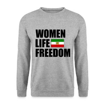 Women life freedom - Sweat-shirt Unisexe - gris chiné - Devant - Alina (178cm) & Michal (187cm)