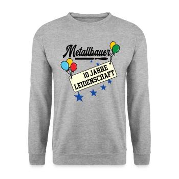 Metallbauer Jubiläum 10 Jahre Metallbau 10. 10th - Unisex Pullover - Weißgrau meliert - Vorne - Alina (178cm) & Michal (187cm)