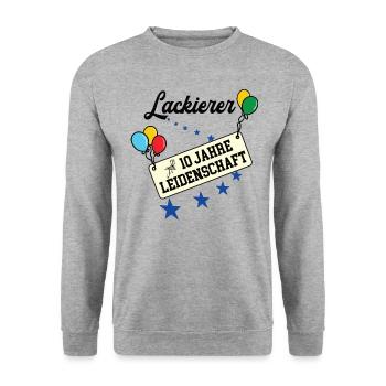 Lackierer 10 jähriges Jubiläum Lackiererei 10 Jubi - Unisex Pullover - Weißgrau meliert - Vorne - Alina (178cm) & Michal (187cm)