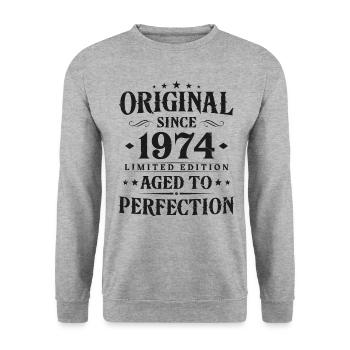 Original depuis 1974 Vintage cadeau d’anniversaire - Sweat-shirt Unisexe - gris chiné - Devant - Alina (178cm) & Michal (187cm)
