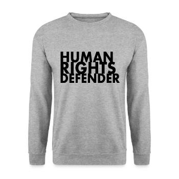 Human rights defender - Sweat-shirt Unisexe - gris chiné - Devant - Alina (178cm) & Michal (187cm)