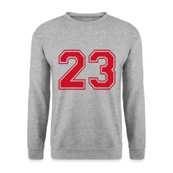 23 Joueur numéro vingt-trois - Sweat-shirt Unisexe - gris chiné - Devant - Alina (178cm) & Michal (187cm)