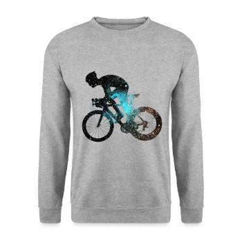 Fahrradfahrer Radfahrer Biker Radeln - Unisex Pullover - Weißgrau meliert - Vorne - Alina (178cm) & Michal (187cm)