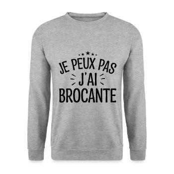 Je Peux Pas J'ai Brocante | Idée Cadeau Humour - Sweat-shirt Unisexe - gris chiné - Devant - Alina (178cm) & Michal (187cm)