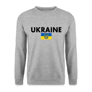 Ukraine - Unisex Pullover - Weißgrau meliert - Vorne - Alina (178cm) & Michal (187cm)