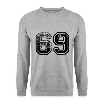 69 - Unisex Pullover - Weißgrau meliert - Vorne - Alina (178cm) & Michal (187cm)