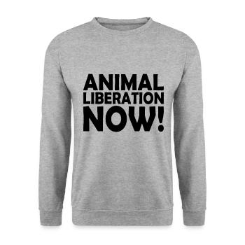 Animal liberation now - Unisex Pullover - Weißgrau meliert - Vorne - Alina (178cm) & Michal (187cm)
