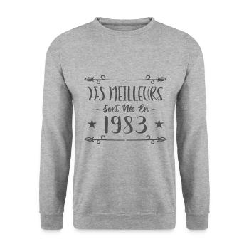 Les meilleurs sont nés en 1983 - Sweat-shirt Unisexe - gris chiné - Devant - Alina (178cm) & Michal (187cm)