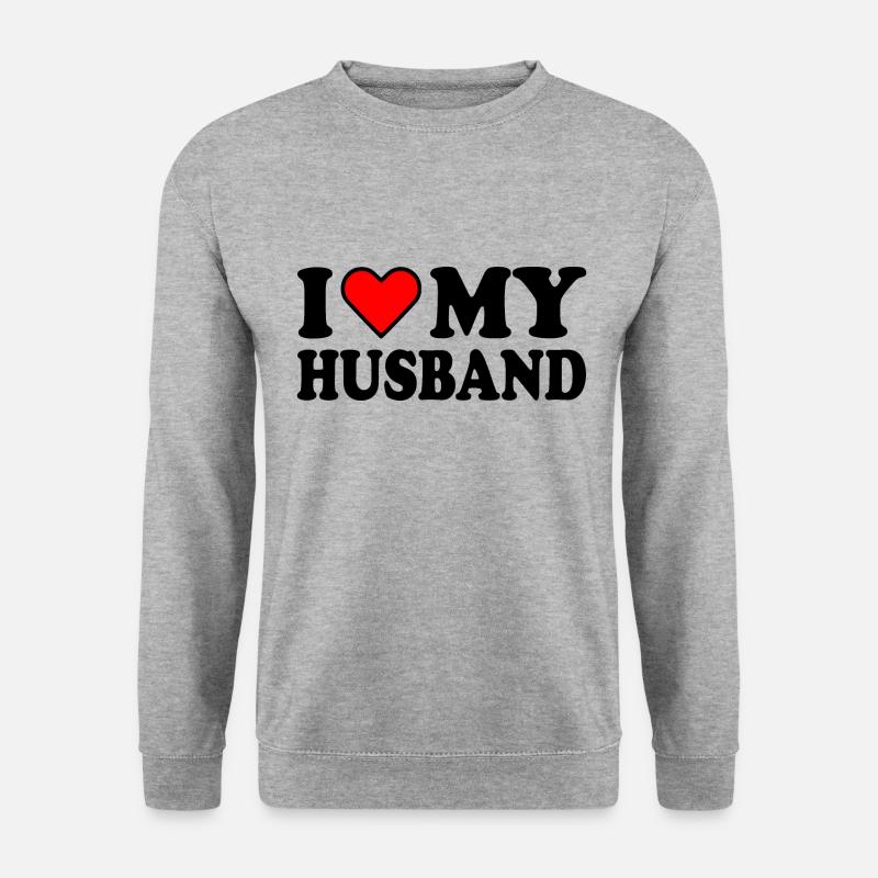 I love my husband - Unisex Pullover - Weißgrau meliert