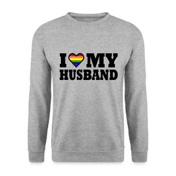 I love my husband - Unisex Sweatshirt - salt & pepper - Front - Alina (178cm) & Michal (187cm)