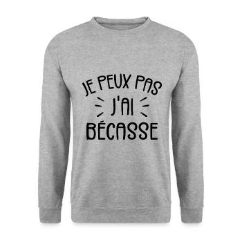 Je Peux Pas J'ai Bécasse Cadeau Humour Chasseur - Sweat-shirt Unisexe - gris chiné - Devant - Alina (178cm) & Michal (187cm)