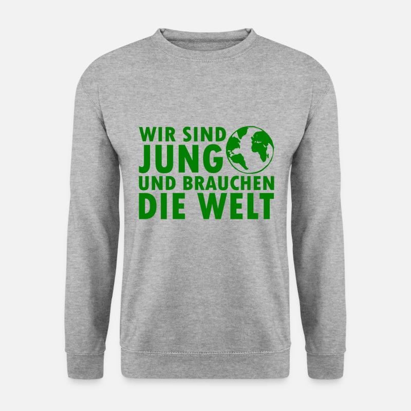 Wir sind jung und brauchen die welt - Unisex Pullover - Weißgrau meliert