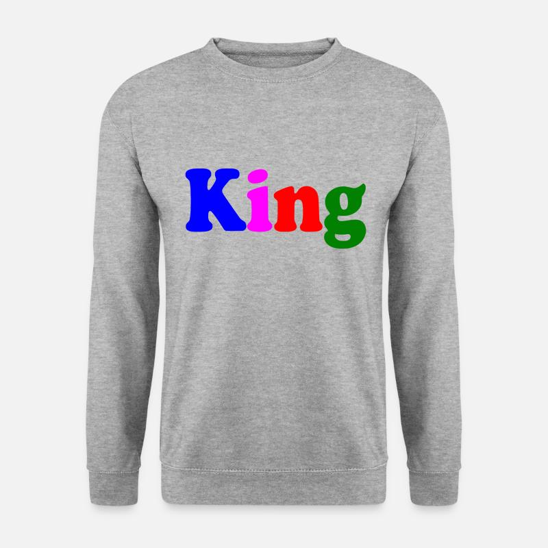 King - Unisex Pullover - Weißgrau meliert