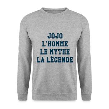 Jojo l'homme le mythe la légende - Sweat-shirt Unisexe - gris chiné - Devant - Alina (178cm) & Michal (187cm)