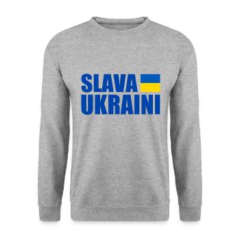 Slava ukraini - Unisex Sweatshirt - salt & pepper - Front - Alina (178cm) & Michal (187cm)