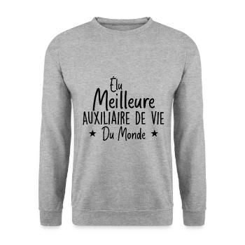 Meilleure Auxiliaire de vie du Monde - Sweat-shirt Unisexe - gris chiné - Devant - Alina (178cm) & Michal (187cm)