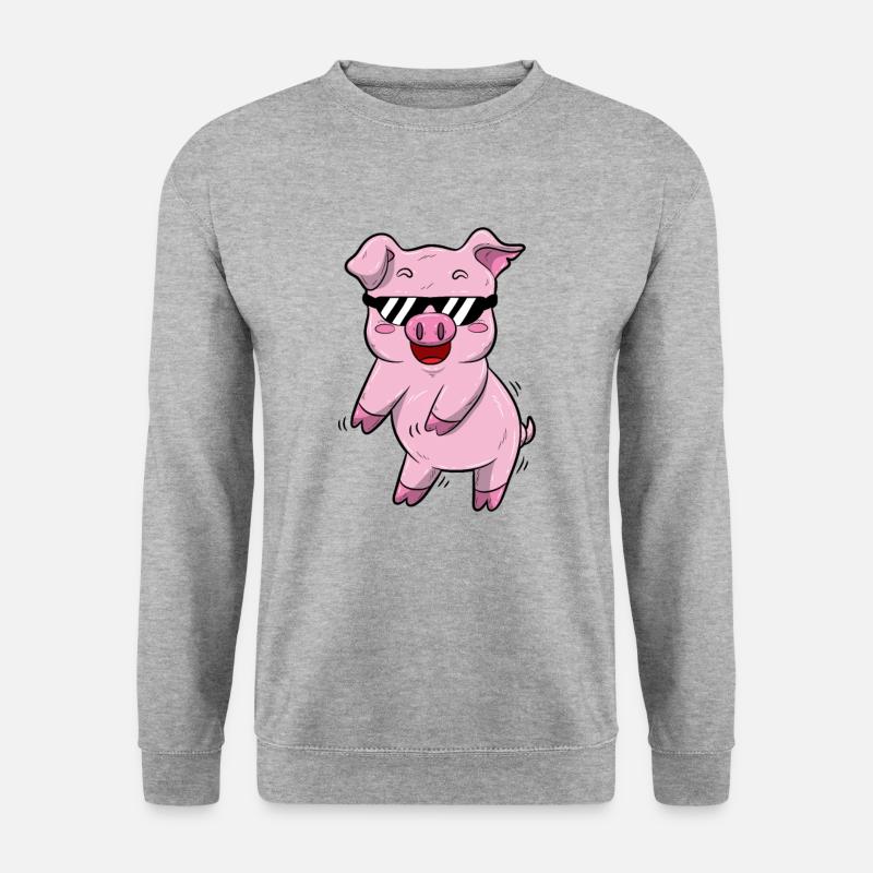 Flossing Schwein - Unisex Pullover - Weißgrau meliert