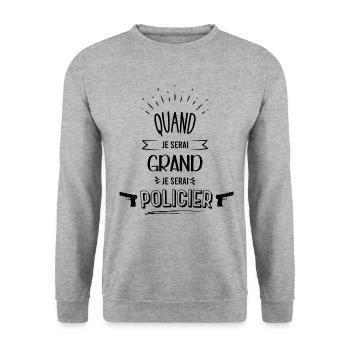 Futur Policier Idée Cadeau Garçon - Sweat-shirt Unisexe - gris chiné - Devant - Alina (178cm) & Michal (187cm)