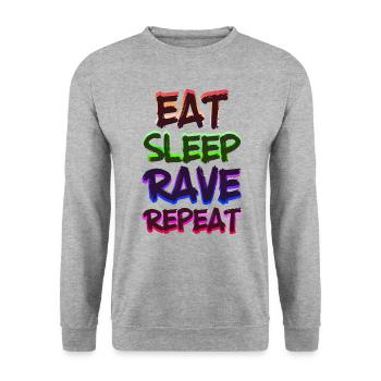 Eat Sleep Rave Repeat EDM Rave Electro Techno - Unisex Sweatshirt - salt & pepper - Front - Alina (178cm) & Michal (187cm)