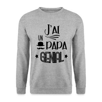 Idée De Cadeau Pour Un Papa Génial - Sweat-shirt Unisexe - gris chiné - Devant - Alina (178cm) & Michal (187cm)
