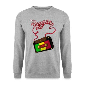 Reggae Tape Cassette Retro Music Motif - Unisex Sweatshirt - salt & pepper - Front - Alina (178cm) & Michal (187cm)