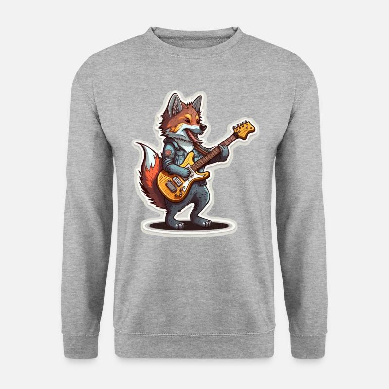 Rocker Wolf - Unisex Pullover - Weißgrau meliert