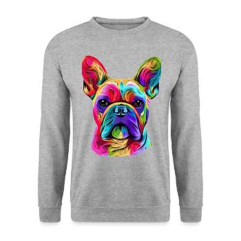French Bulldog Colorful Art - Unisex Sweatshirt - salt & pepper - Front - Alina (178cm) & Michal (187cm)