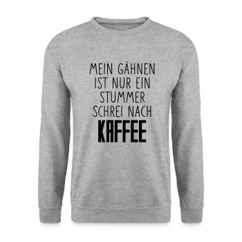 Coffee Saying - Silent Cry for Coffee - Unisex Sweatshirt - salt & pepper - Front - Alina (178cm) & Michal (187cm)