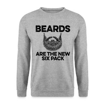 Les barbes sont le nouveau pack de six / Spruch, Bart, Lustig - Sweat-shirt Unisexe - gris chiné - Devant - Alina (178cm) & Michal (187cm)