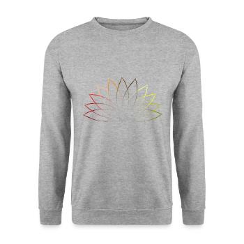 Farbenfrohe Lotusblume - Meditation Zen - Unisex Pullover - Weißgrau meliert - Vorne - Alina (178cm) & Michal (187cm)