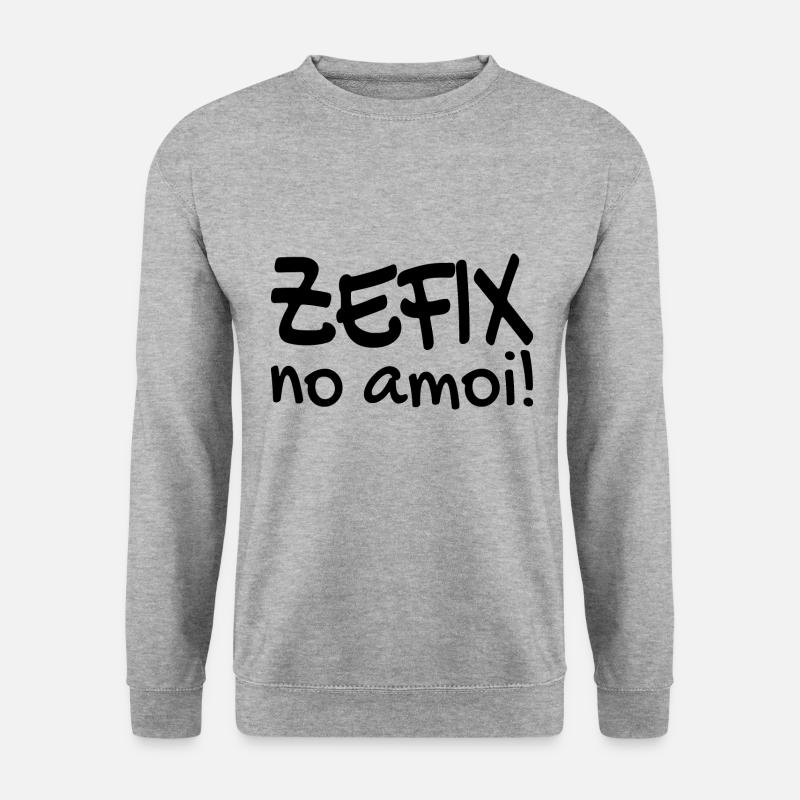 Zefix no amoi - Verdammt! Bayrisch Fluchen Dialekt - Unisex Pullover - Weißgrau meliert
