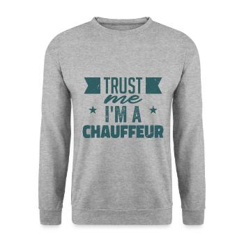 Chauffeur de voiture | Chauffeur Cadeau - Sweat-shirt Unisexe - gris chiné - Devant - Alina (178cm) & Michal (187cm)