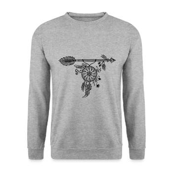 Dream catcher indian arrow feathers gift idea - Unisex Sweatshirt - salt & pepper - Front - Alina (178cm) & Michal (187cm)
