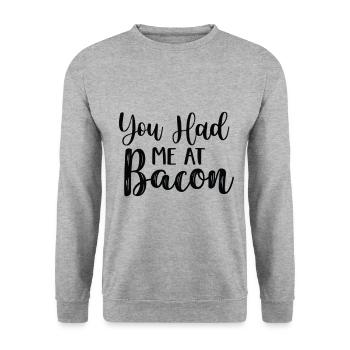 You Had Me At Bacon - Unisex Sweatshirt - salt & pepper - Front - Alina (178cm) & Michal (187cm)