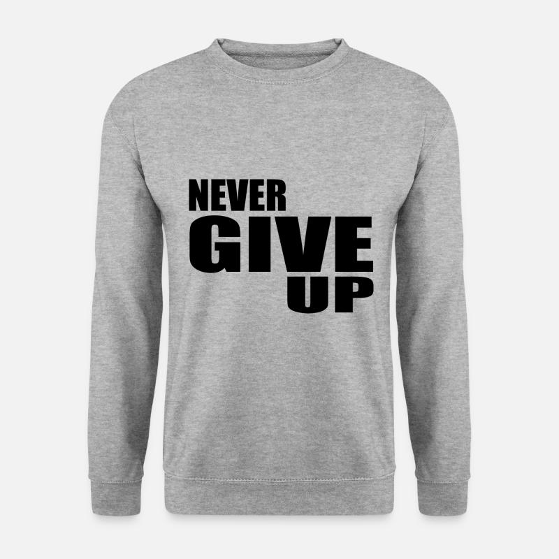 Never give up - Unisex Pullover - Weißgrau meliert