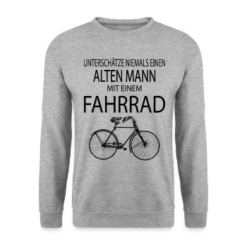 Fahrrad Herren Alten Mann - Alten Mann Fahrrad - Unisex Pullover - Weißgrau meliert - Vorne - Alina (178cm) & Michal (187cm)
