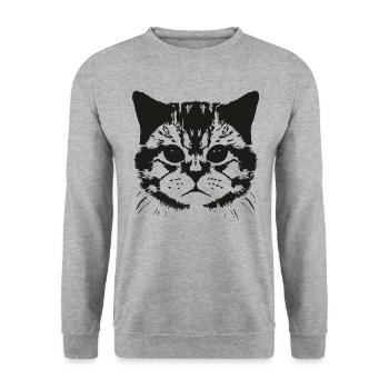 cat face - Unisex Sweatshirt - salt & pepper - Front - Alina (178cm) & Michal (187cm)