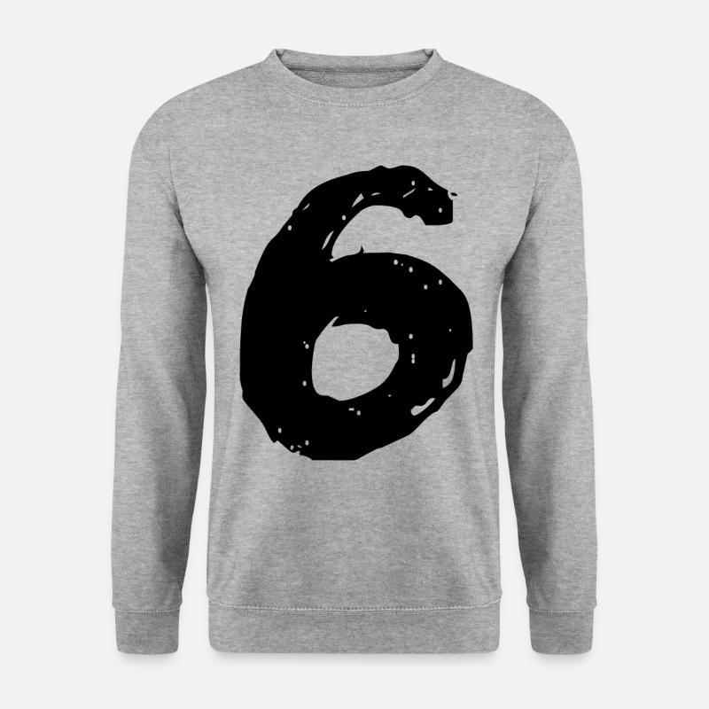 6 Zahl Trikot - Unisex Pullover - Weißgrau meliert