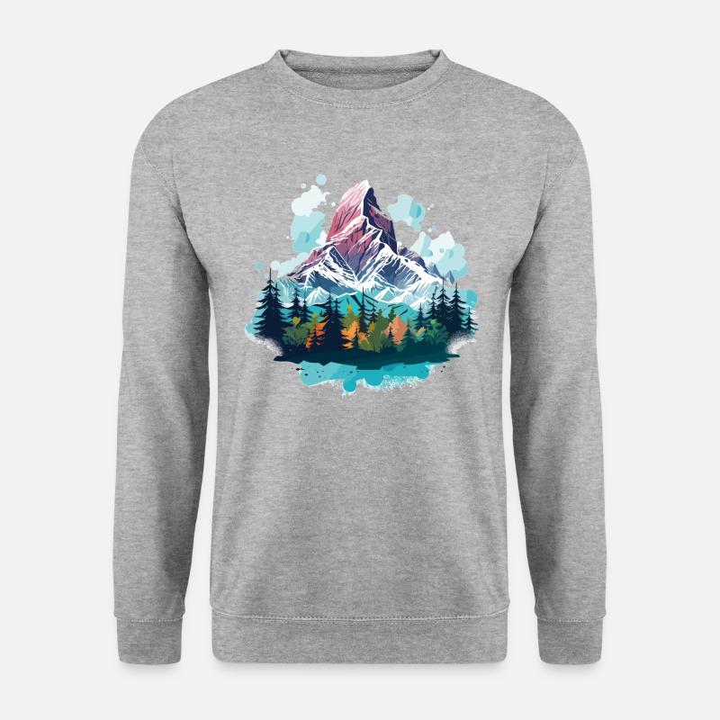 Outdoor Natur Aquarell - Unisex Pullover - Weißgrau meliert